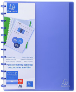 Exacompta Afficher livre A4, 30 poches, bleu