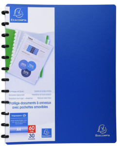 Exacompta Afficher livre A4, 30 poches, bleu