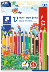 STAEDTLER crayon de couleur triangulaire Noris Club Super Jumbo, 10 + 2