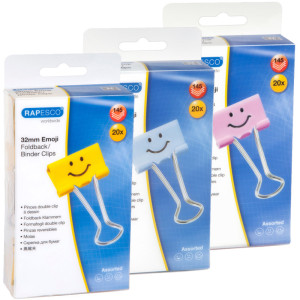 RAPESCO agrafe de reliure, (B) 19 mm, Smiley, couleurs variées