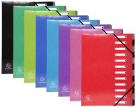 Trieur Papier avec élastiques 12 compartiments Rouge EXACOMPTA 55125E