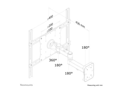 NewStar : LCD/LED/TFT WALL MOUNT BLACK 3 MOVEMENTS - LENGTH 12-43 CM (25.00kg)