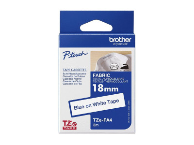 Brother : 18MM BLUE / WHITE FABRIC RIBBON .
