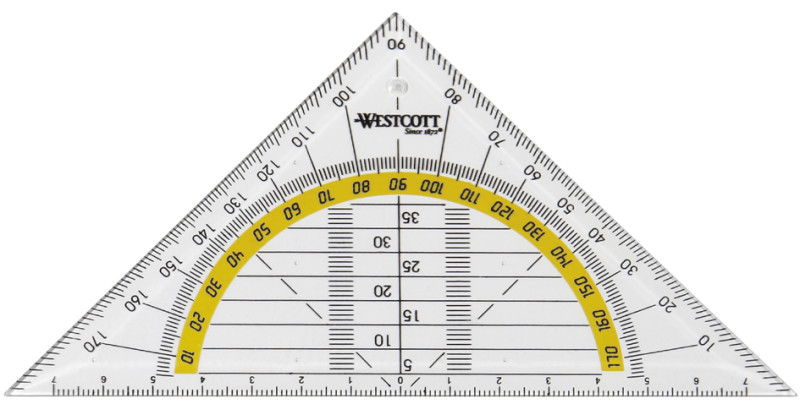 WESTCOTT Geodreieck, Hypotenuse: 140 mm, transparent