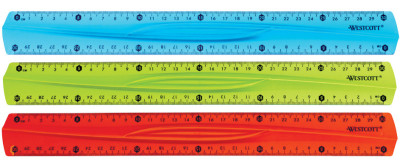 WESTCOTT règle plate, en matière plastique, longueur: 300 mm, flexible