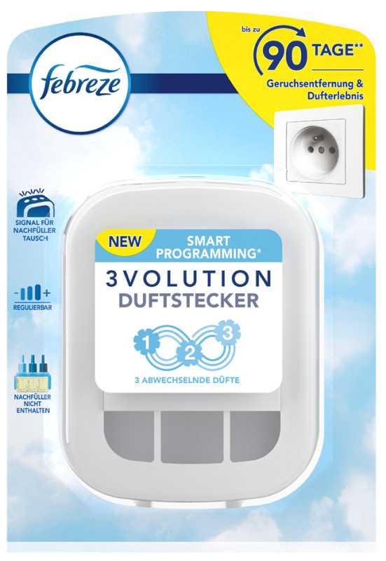 Lot de 4 packs recharge diffuseur électrique parfum Febreze 3Volution Lenor  Eveil Printanier - 4 x 20ml –