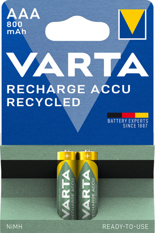 VARTA NiMH Akku RECHARGE ACCU recyclé, Micro AAA, 800 mAh