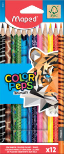 triangulaires Color'Peps de crayon Maped animaux, boîte en carton 12er