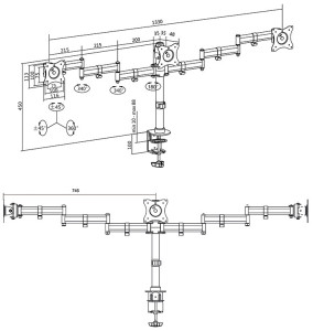 LogiLink bras moniteur TFT / LCD, longueur chaque bras: 746 mm