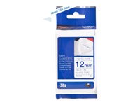 Brother TZE-FA3 ruban tissu P-Touch Bleu sur Blanc 12mm 7,99M