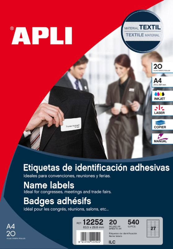 agipa Badges adhésifs, en papier structuré, blanc