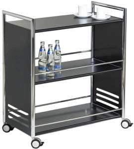 Chariot Kerkmann, en acier, 3 étages, noir / chrome