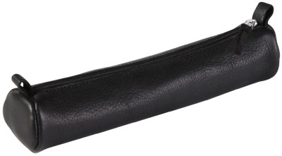 Clairefontaine Trousse petite ronde, cuir noir vieilli