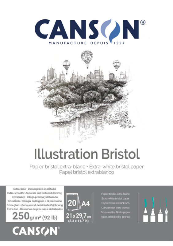 CANSON Bloc Bristol, A4, 250 g/m2, blanc