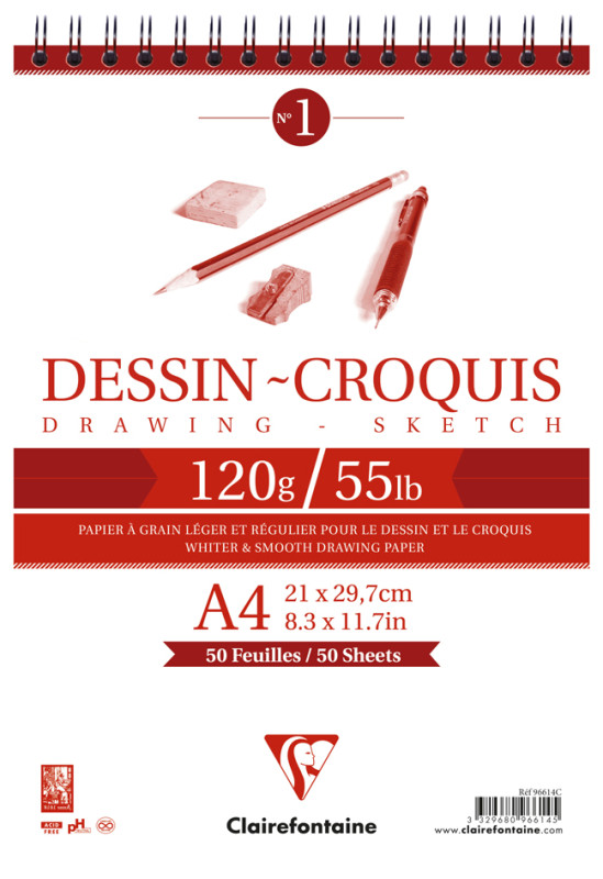 Clairefontaine Bloc papier dessin Croquis, A5, 120 g/m2