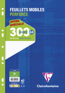 Clairefontaine Feuillets mobiles perforés, A4, seyès