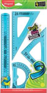 Maped Kit de géometrie Twist'n Flex, 4 pièces, couleurs