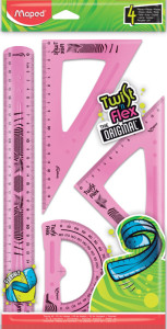 Maped Kit de géometrie Twist'n Flex, 4 pièces, couleurs