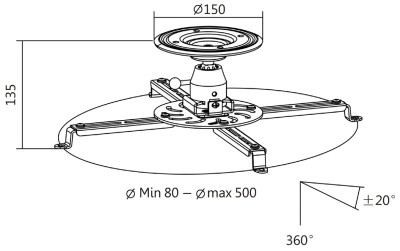 LogiLink plafond de projecteur monter la longueur du bras 135 mm, blanc