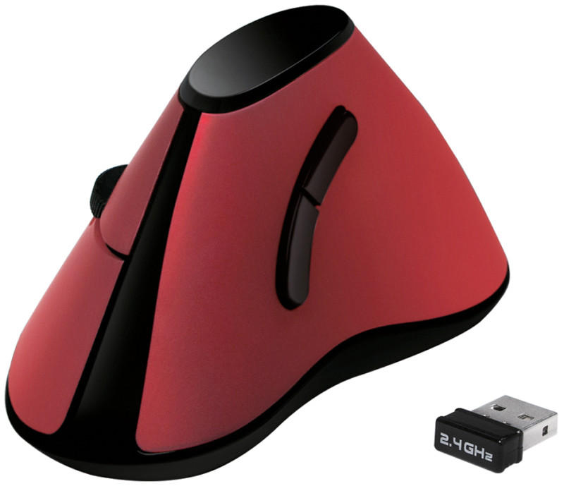 LogiLink Souris optique Ergonomic, sans fil, rouge / noir