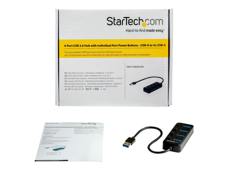 StarTech.com Hub USB 3.0 à 4 ports avec interrupteurs marche/arrêt