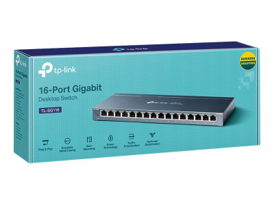 TP-Link : 16-PORT GIGABIT DESKTOP SWITCH 16 GIGABIT RJ45 PORTS STEEL CASE