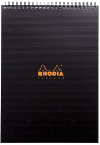 RHODIA Bloc spiralé Note Pad, A4, quadrillé 5x5, noir
