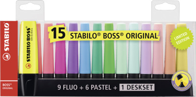 STABILO BOSS ORIGINAL Textmarker, 15er Tischset