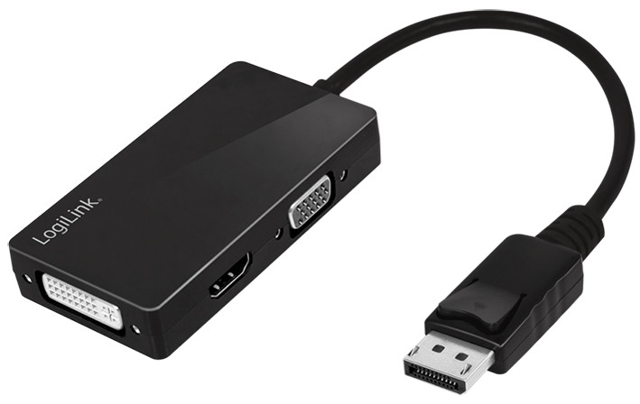 LogiLink DisplayPort 4K vers adaptateur DVI/HDMI/VGA, noir