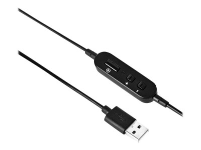 V7 : ESSENTIALS USB HEADPHONES W/MIC LTHR EARPADS INLINE CTRL BLACK