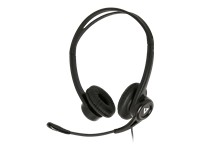 V7 : ESSENTIALS USB HEADPHONES W/MIC LTHR EARPADS INLINE CTRL BLACK