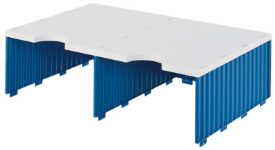 Unité de construction styro duo styrodoc, 2 compartiments, bleu / gris