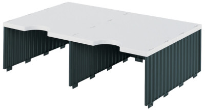 Unité de construction styro duo styrodoc, 2 compartiments, noir / gris
