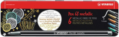 Stabilo Fasermaler Pen 68 métallique, le boîtier métallique 6