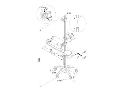 NewStar : POSTE de TRAVAIL MOBILE ECRAN PLAT PC CLAVIER SOURIS
