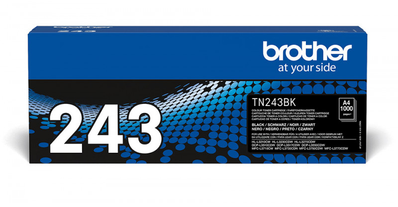 Brother TN243 Noir, toner compatible TN243BK (1 000 pages) pour imprimantes  Brother