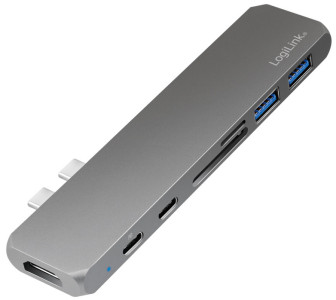 LogiLink USB C 7-en-1 multifonction avec moyeu PD, gris