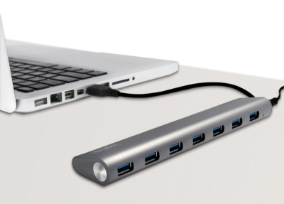 LogiLink USB 3.0 Hub, le port 7, boîtier en aluminium, gris