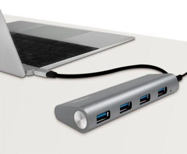 LogiLink USB 3.0 Hub port USB C Gen1, 4 ports, gris