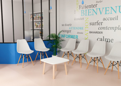 Table Paperflow « WOODY » bleu bois massif,