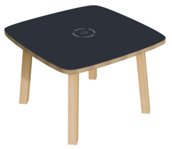 Table Paperflow « WOODY » bleu bois massif,