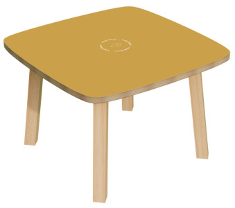 Table Paperflow WOODY, vert en bois massif,