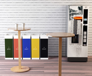 boisé Paperflow de table de barre, diamètre 600 mm, jaune / hêtre
