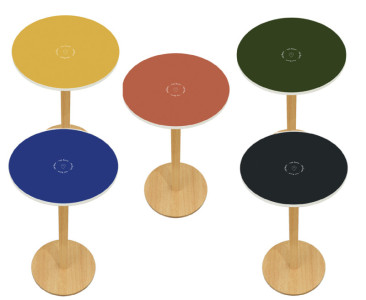boisé Paperflow de table de barre, diamètre 600 mm, jaune / hêtre