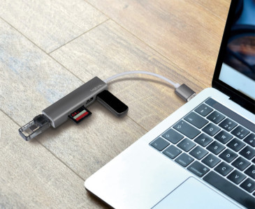 LogiLink USB 3.0 Hub lecteur + carte, 3 ports, gris