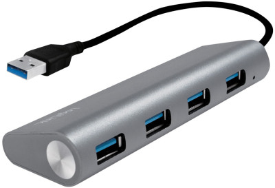 LogiLink USB 3.0 Hub, 4-port, un boîtier en aluminium, gris