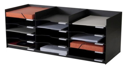 boîte de forme de la station de tri Paperflow, 15 compartiments, noir