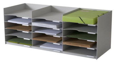 boîte de forme de la station de tri Paperflow, 15 compartiments, gris