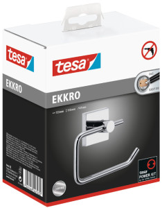 tesa support de rouleau de papier toilette EKKRO, chromé, avec une solution d'adhésif