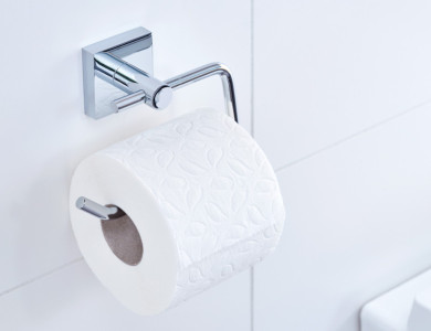 tesa support de rouleau de papier toilette EKKRO, chromé, avec une solution d'adhésif